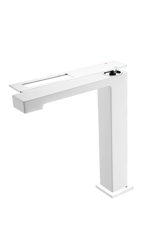 Boheme Q 142-WCR Смеситель для раковины высокий, цвет: белый,хром