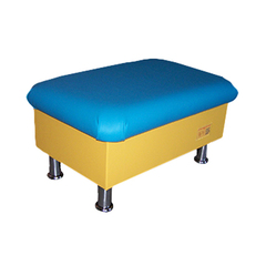 Банкетка на хромированных ножках, голубой/желтый