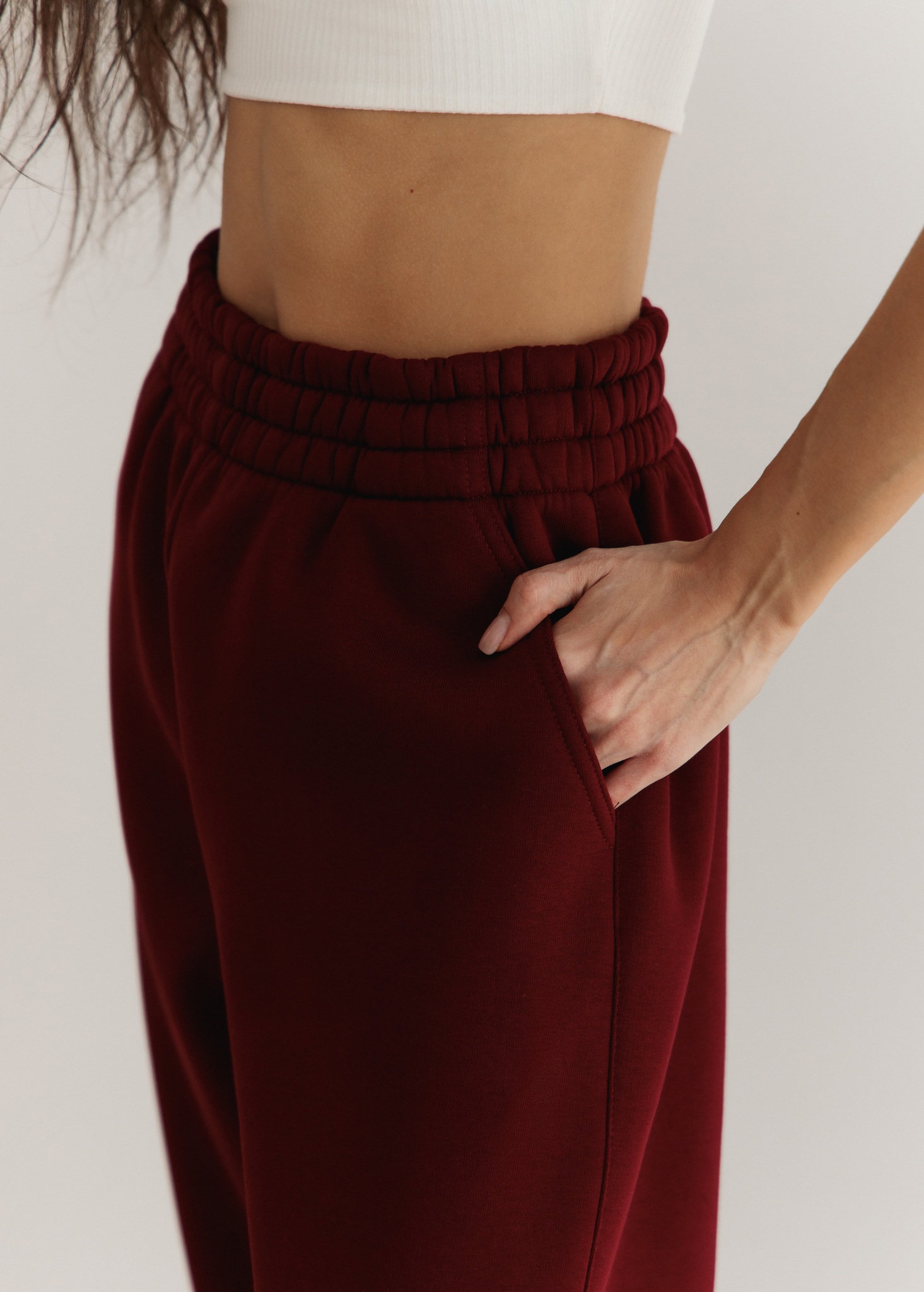 Джоггеры OVERSIZE, с начесом, бордовые
