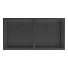 Lemark 9932140 PRORAN 900 Мойка кухонная из нерж.стали (2-х чашевая) цвет:чёрный матовый в комплекте крепеж, арматура сливная с прямоуг.переливом, сифон фото