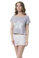 Короткая футболка + шортики Stars серый