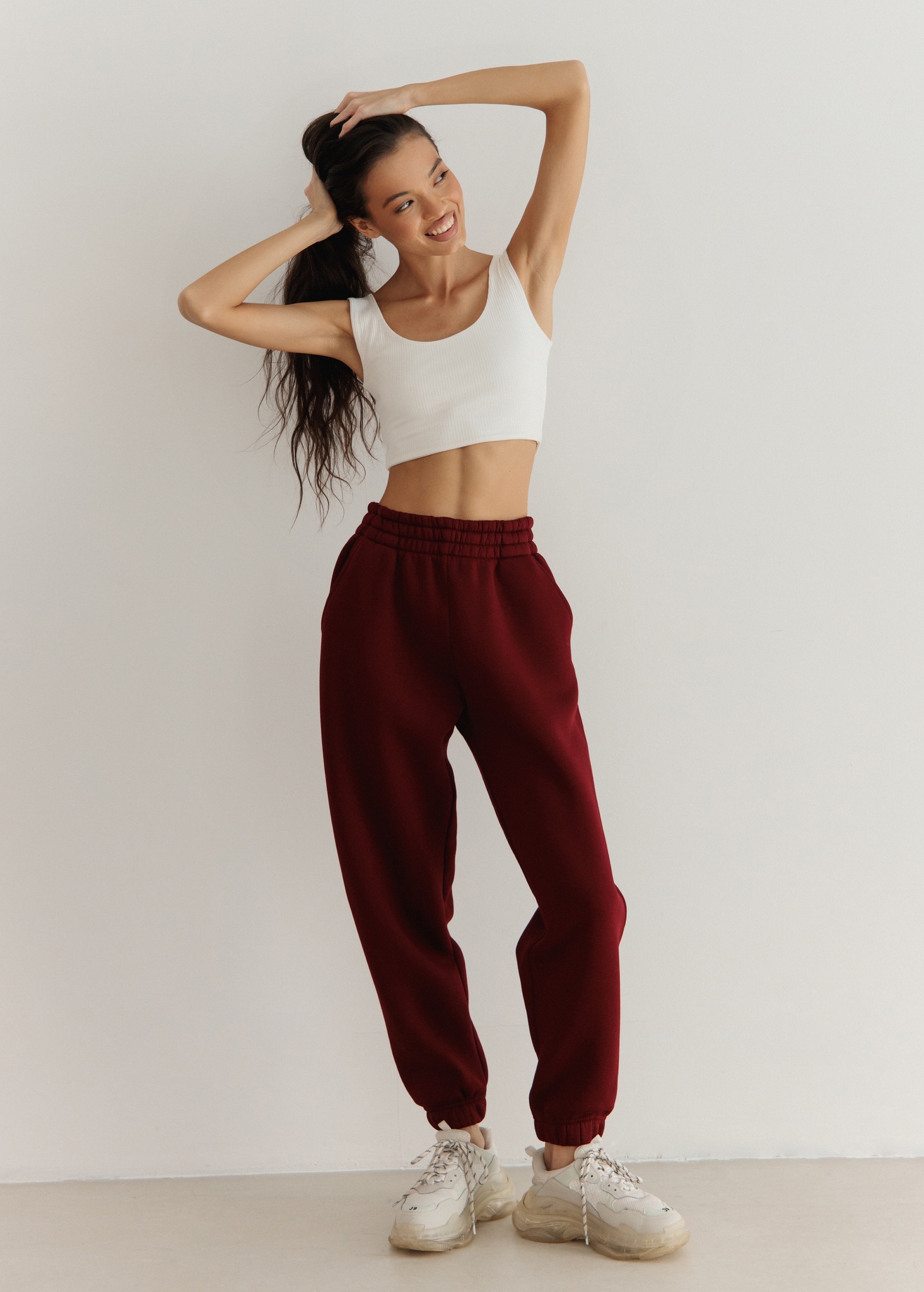 Джоггеры OVERSIZE, с начесом, бордовые