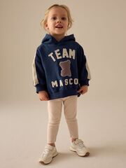 Толстовка с капюшоном и легинсы в комплекте для девочки Next E54-930, Темно-синий, Бежевый
