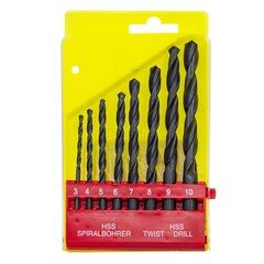 36-8-305 Набор сверл по металлу, 3,0-10,0 мм, заточка 118o, HSS, 8 предметов, пластиковый бокс (РемоКолор)
