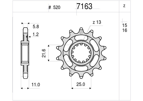 Звезда ведущая Ognibene 7163-Z16 (JTF1581.16)