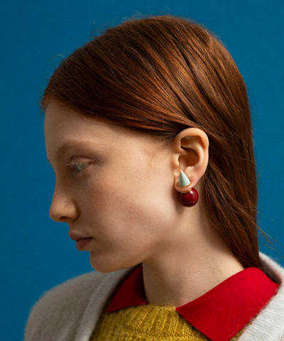 Моносерьга MINI SPIKE BALLOON AQUA BURGUNDY