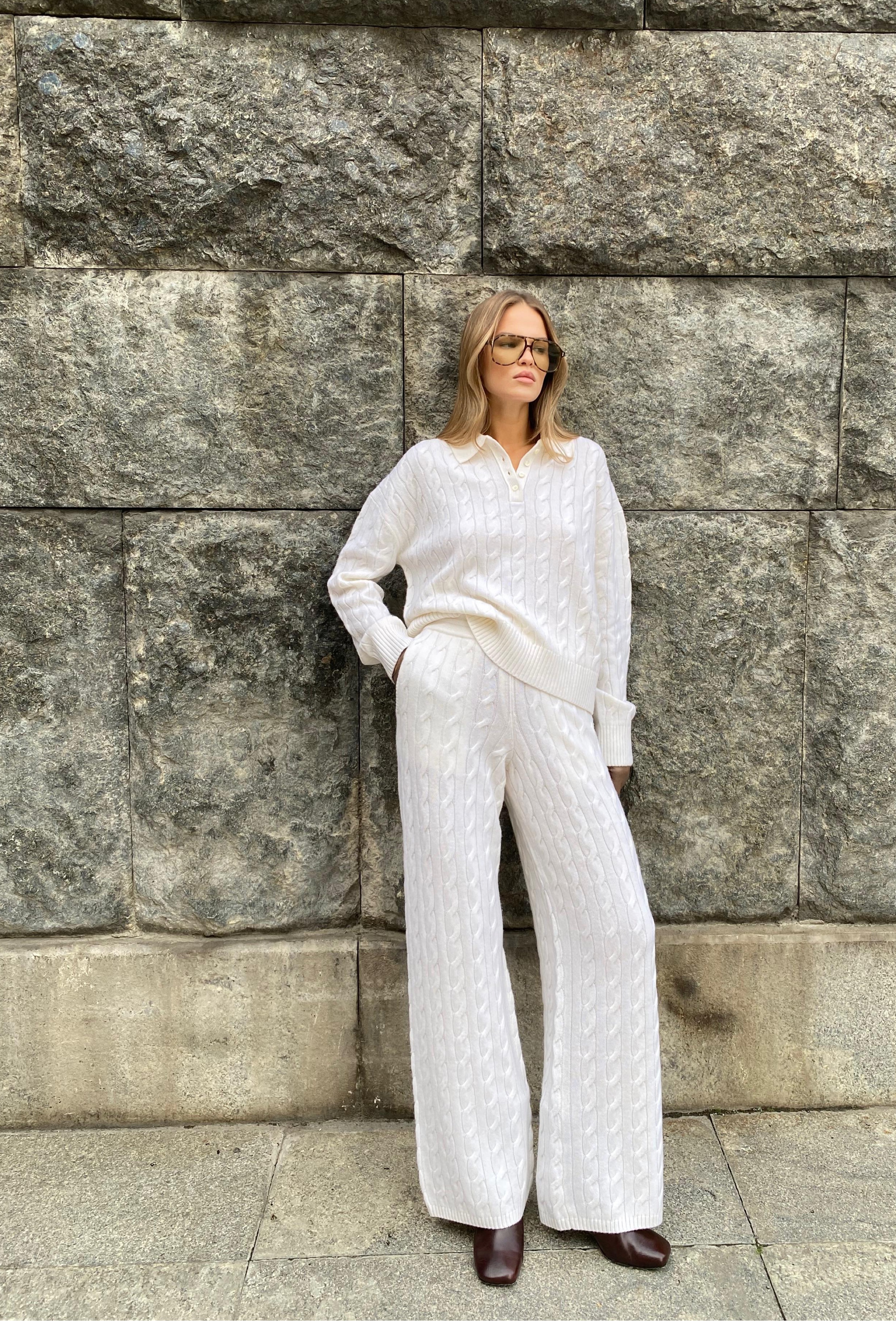 Костюм из кашемира и шерсти мериноса, Молочный