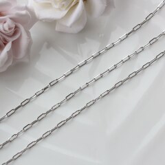 Цепочка 6*3,5 мм, родий, 40 см, А123-1