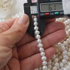 Жемчуг натуральный речной, приплюснутый, 6-7 мм, 1 нить, Ж010