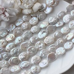 Жемчуг натуральный барочный, монетка, 17,7-18,7 мм, 1 нить, Ж032