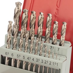 Набор сверл по металлу 1-10мм 19шт DIN338 HSS-G 135° (мет. кейс) H-Tools 214214HT