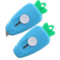 
          Нож канцелярский Alingar, 9 мм, детский мини, "Морковка", с механической фиксацией лезвия, корпус в форме морковки 7 см, ассорти, блистер