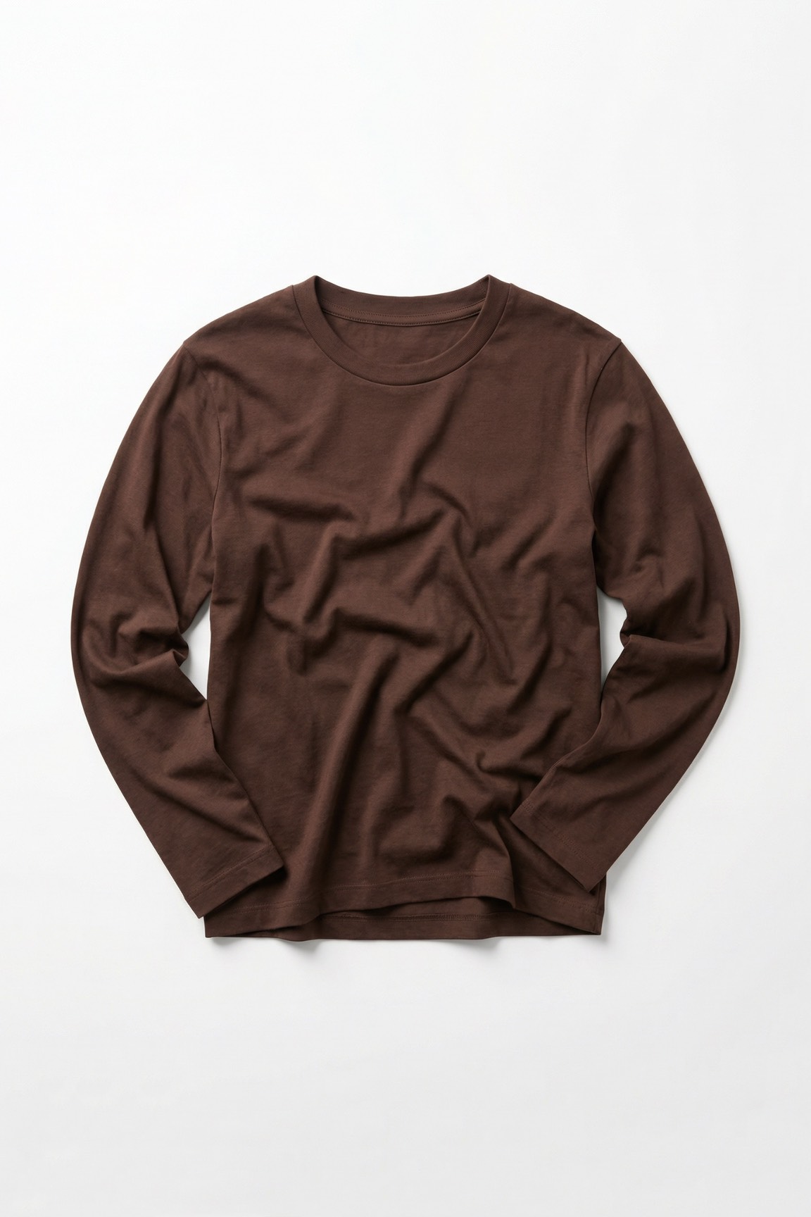 Лонгслив с шерстью мериноса, коричневый