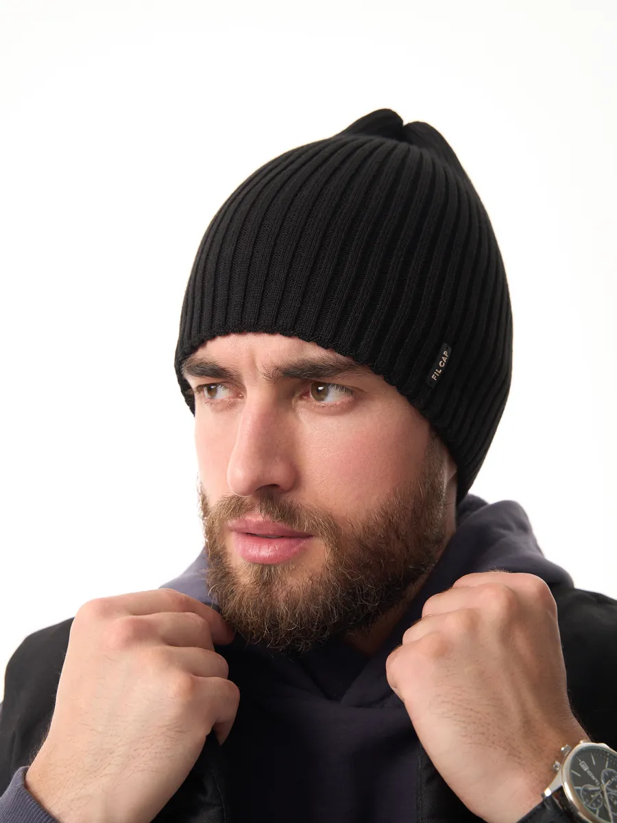 Шапка осенняя бини вязаная зима