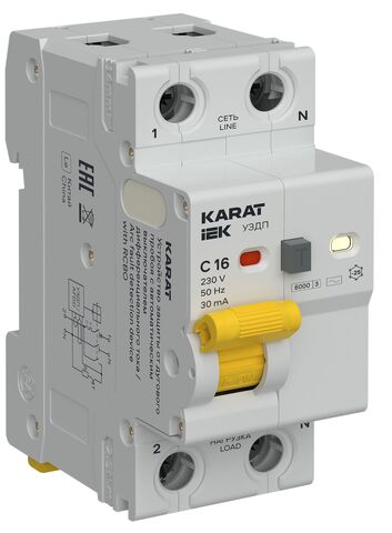 KARAT УЗДП с АВДТ 1P+N C 16А 30мА тип AC IEK