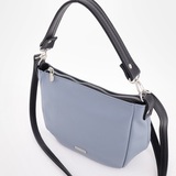 Сумка Саломея 1038 гладкий серо-голубой + черный