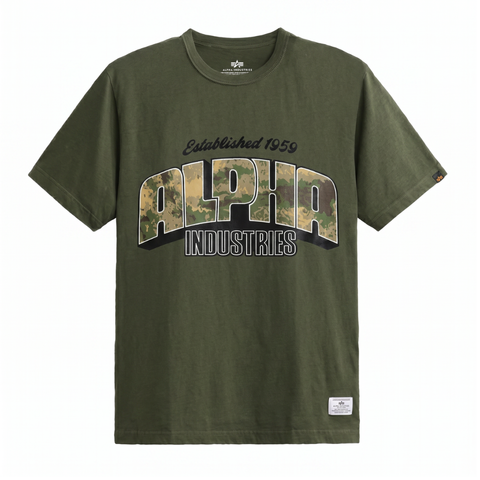 Футболка Alpha Industries Alpha Camo Logo Tee Olive (Зеленый)
