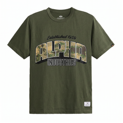 Футболка Alpha Industries Alpha Camo Logo Tee Olive (Зеленый)