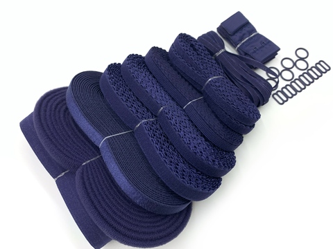 Набор фурнитуры для пошива нижнего белья (темно-синий)