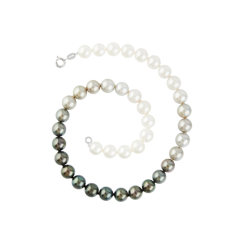 Ожерелье из белого и чёрного морского жемчуга, N0017-0/2