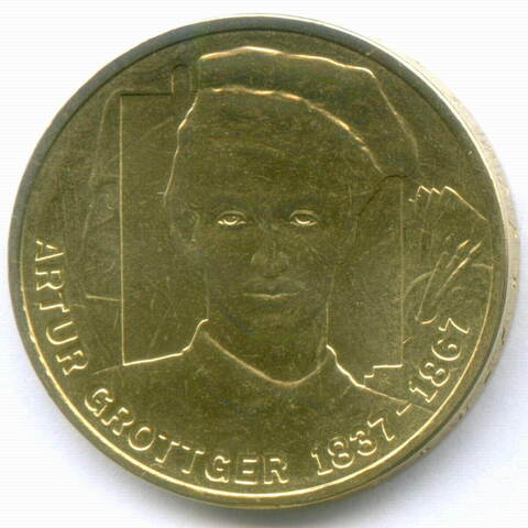 2 злотых 2010 год. Польша. Художник Артур Гротгер. Латунь, диаметр 27 мм. AUNC