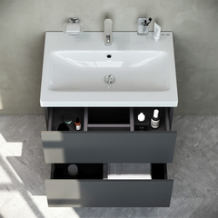 Тумба с раковиной подвесная, 60 см, 2 ящика, графит матовый AM.PM Gem - M90FHX06022GM