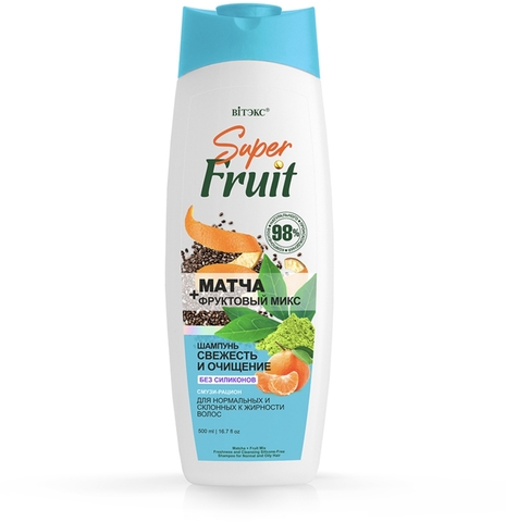 SuperFRUIT Шампунь для волос Матча + фруктовый микс Свежесть и очищение 500мл Витекс