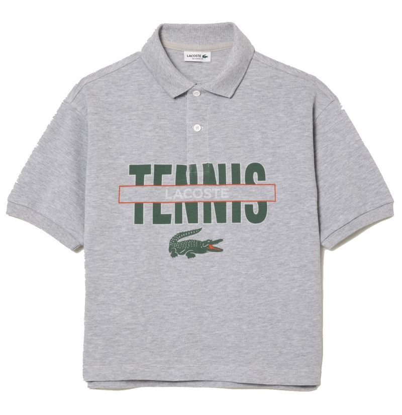 Lacoste Cotton Pique Print Polo Shirt grey 10 222 Tennis 24.ru