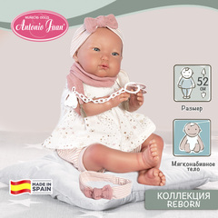 Munecas Antonio Juan Кукла реборн Александра в белом, 52 см, мягконабивная (81278)
