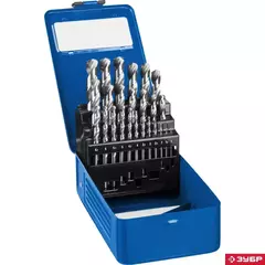 ЗУБР ПРОФ-А, 25 шт, (1-13 мм), сталь Р6М5, класс А, мет.бокс, набор сверл по металлу,Профессионал(29625-H25)