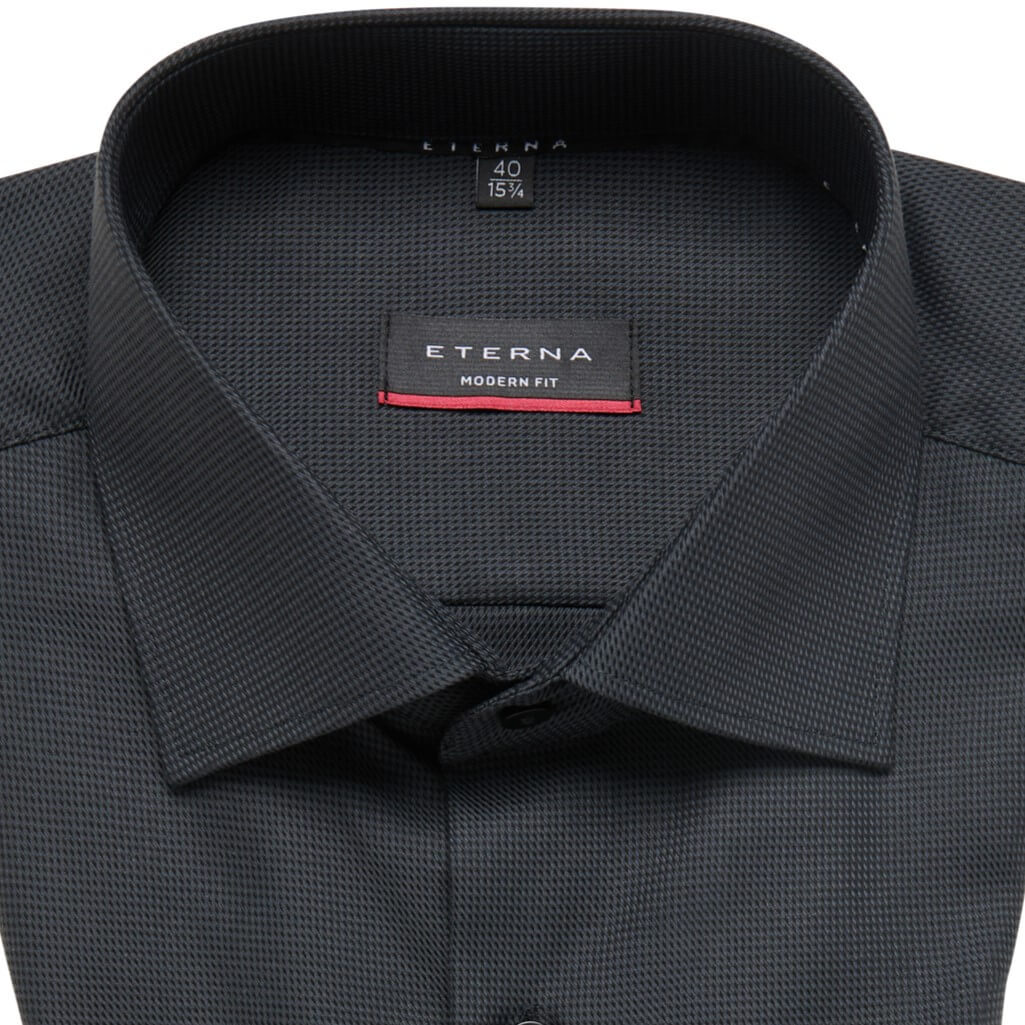 Сорочка мужская Eterna Modern Fit 3116-X169-38 чёрная из фактурной ткани