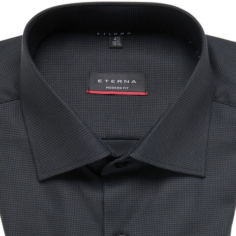 Сорочка мужская Eterna Modern Fit 3116-X169-38 чёрная из фактурной ткани