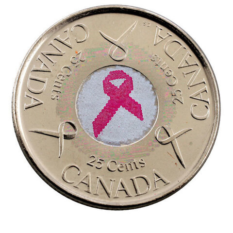 25 центов "Ленточка. Борьба с раком молочной железы" 2006 год UNC (Цветная)