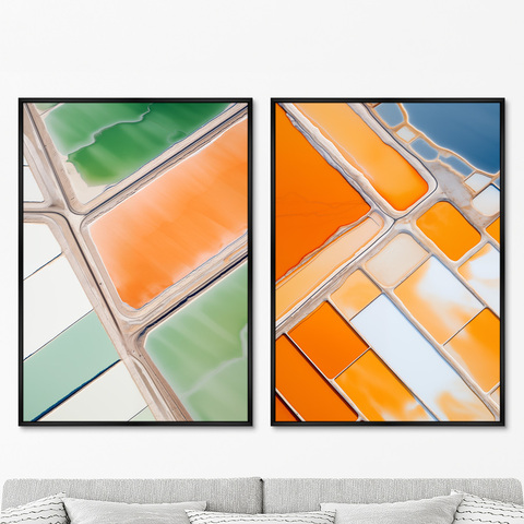 ArtNoMore - Набор из 2-х репродукций картин на холсте Salt lakes, orange, green, 2024г.