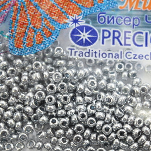 18131 Бисер 10/0 Preciosa Кристалл Соль-Гель металлик серебряный