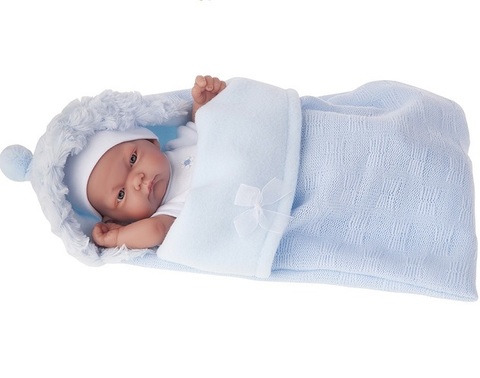 Munecas Antonio Juan Кукла-младенец Карлос в конверте, в голубом, 26 см (4066B)