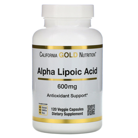 California Gold Nutrition, Альфа-липоевая кислота, 600 мг, 120 растительных капсул