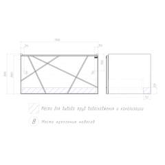 Тумба под раковину Geometry 800-0-1 (Como) навесная