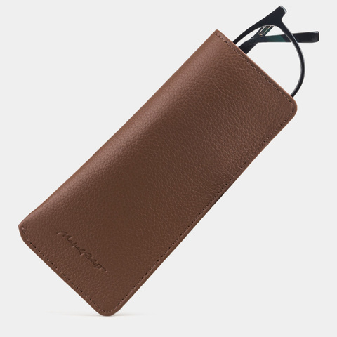 Футляр для очков Lunette из кожи теленка, цвета шоколад