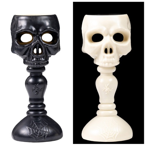 Череп на подставке светодиод бел/черный