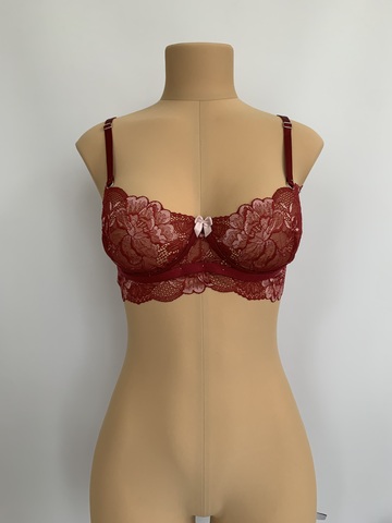 Кружево эластичное бордо/цветы 21 см