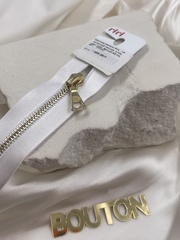 Молния металл Riri, на атласной тесьме, 4 мм, цвет 2101, белый