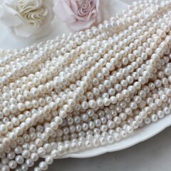 Жемчуг натуральный речной, приплюснутый, 6-7 мм, 1 нить, Ж010