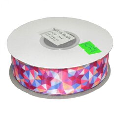 
          Декоративная лента репсовая для рукоделия, упаковки и флористики, 2,5 см, намотка 20 ярдов, геометрический принт (розовый, малиновый, голубой)