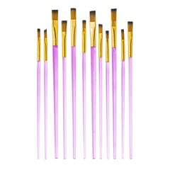 
          Набор кистей Alingar, 12 шт, нейлон, плоские №4 *2шт., №5 *2шт., №6 *2шт., №7 *2шт., №8 *2шт., №10 *2шт., блистер, европодвес