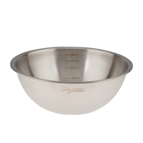 Миска-салатник Jolly Kitchen c мерной шкалой, 19,5 см, нержавеющая сталь, 1,3 л, матовый/глянец