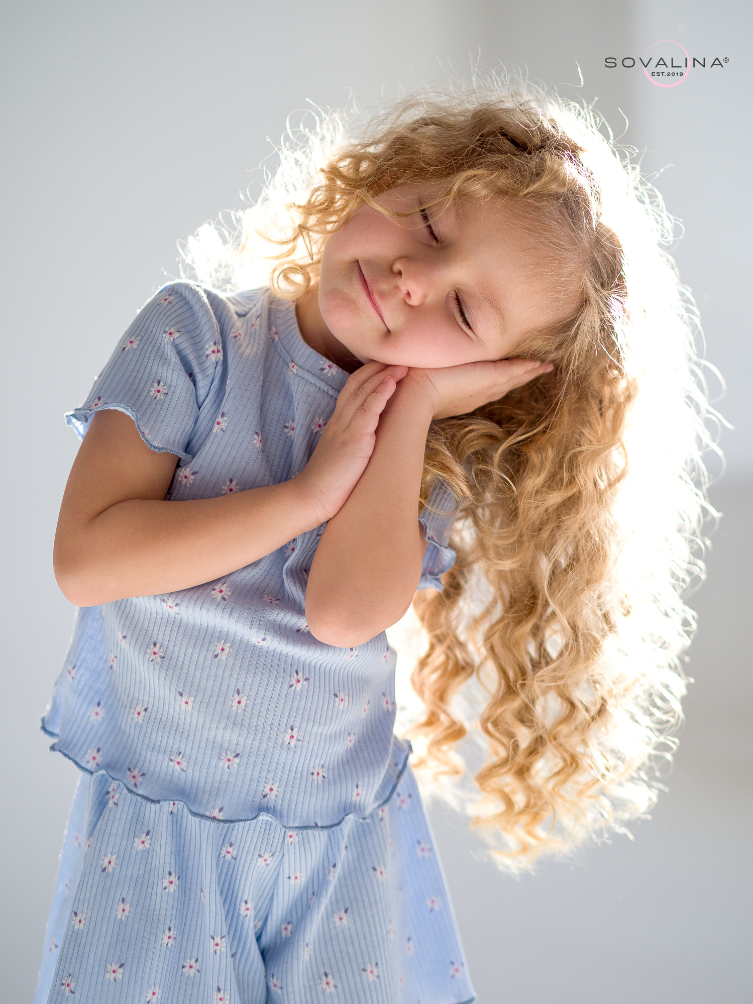 Пижама Элли ромашки на голубом