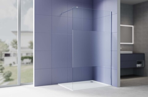 Aquatek AQ.WI.140.3CH AQ.WI.140.3CH Душевая перегородка Walk in с держателем 1400x2000 профиль хром, стекло прозрачное с матовой полосой 8мм