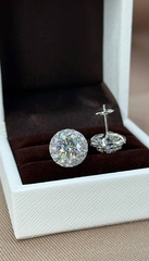 Серьги- пусеты круглые из серебра 925 пробы с муассанитами