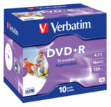Оптический диск Verbatim DVD+R 4.7GB 16X AZO Wide Inkjet Printable ID Brand, Slim Case, 10 шт